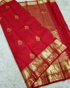Red Palakhi By Aab Soft Lichi Silk Jacquard Border Saree 